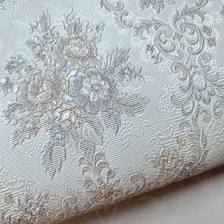 Giấy dán tường thường, hoa văn cổ điển, màu kem (cận cảnh sản phẩm)